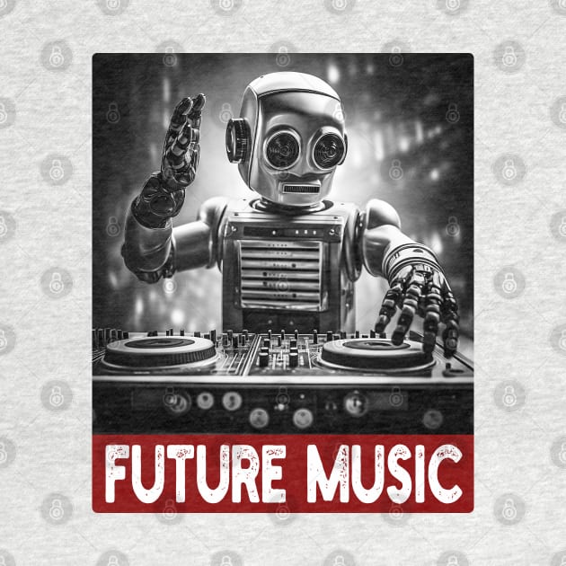 Future Music - Techno DJ Vintage Robot by Dazed Pig